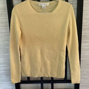 Collection 59 100% cashmere ribbed pale yellow buttercream sweater size L Bloomi